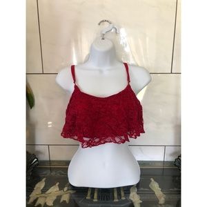 Red lace crop tank!